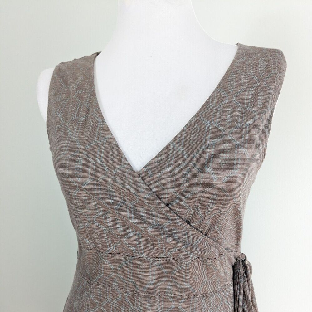 Toad & Co Faux Wrap Dress M Brown Mini Sleeveless Organic Cotton Knit Summer - Picture 4 of 9